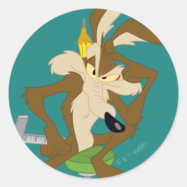 WILE E. COYOTE™ Planning Runder Aufkleber (Vorderseite)