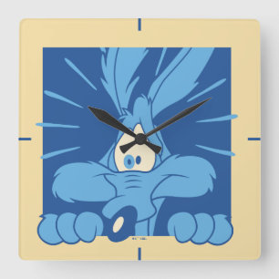 WILE E. COYOTE™ Schockierter Gesichtsausdruck Quadratische Wanduhr