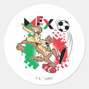 WILE E. COYOTE™ Team Mexico Fußball-Grafik Runder Aufkleber