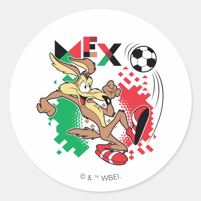 WILE E. COYOTE™ Team Mexico Soccer Graphic Runder Aufkleber (Vorderseite)