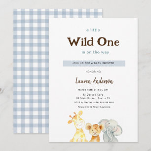 Wile One Baby Animals Boy Baby shower Invitation