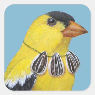 Wiley, die Goldfinch-Aufkleber Quadratischer Aufkleber