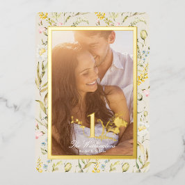 Wilflower Editable 1 Jubiläumsage und Gold Folieneinladung