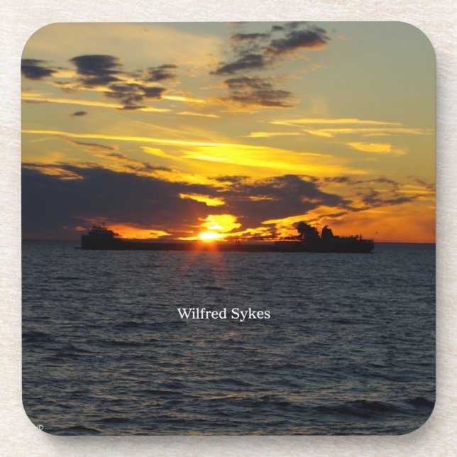 Wilfred Sykes Sonnenuntergang 6 harte Kunststoff-U Untersetzer (Vorderseite)