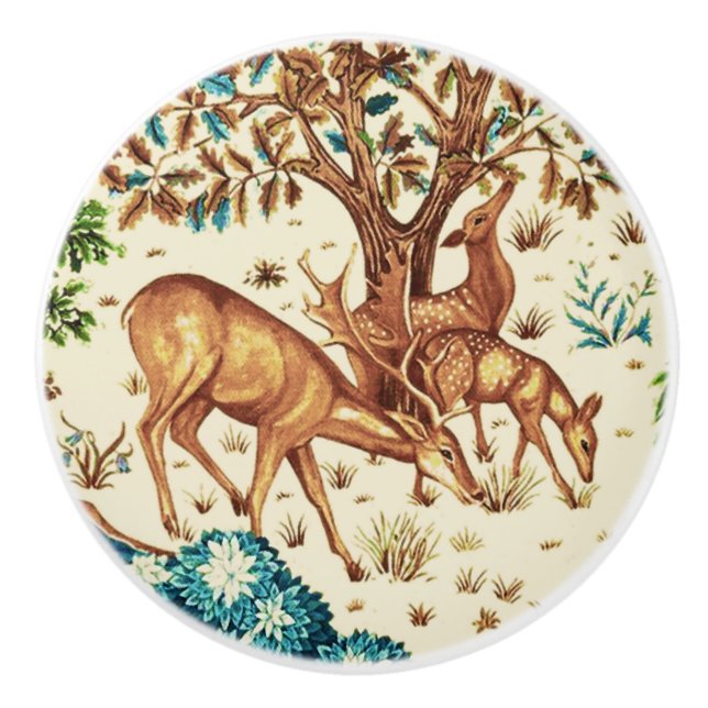 Wilhelm Morris Dez von Bach-Tapestry Beige Keramikknauf (Vorderseite)