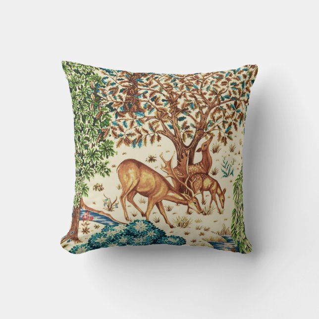Wilhelm Morris Dez von Bach-Tapestry Beige Kissen (Vorderseite)