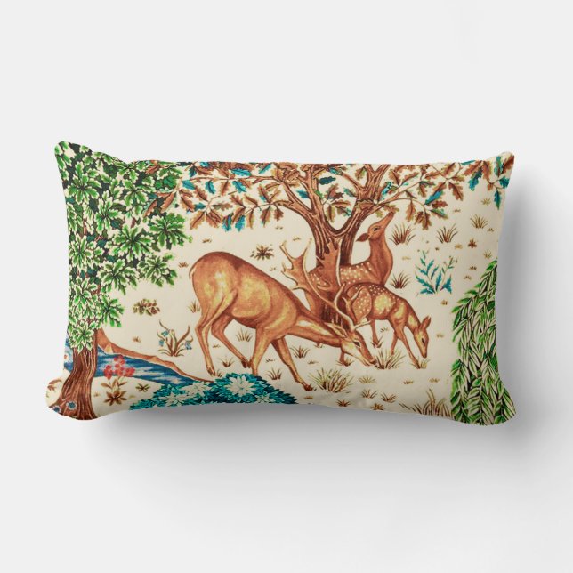 Wilhelm Morris Dez von Bach-Tapestry Beige Lendenkissen (Vorderseite)