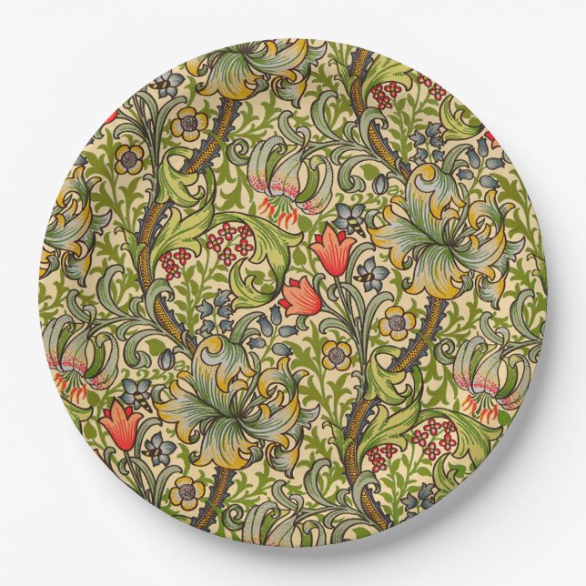 Wilhelm Morris Vintages Blumendesign Pappteller (Vorderseite)