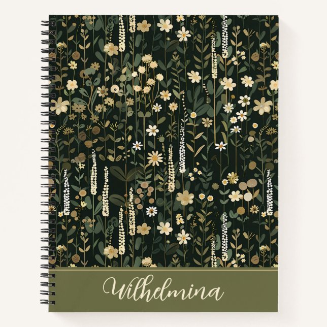 Wilhelmina Dark Daisy Floral Deluxe Notizbuch (Vorderseite)