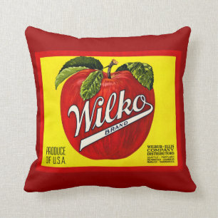 Wilko Brand Äpfel Vintage Obstkisten Etikett Kissen