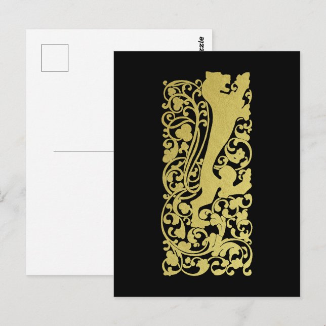 Will Bradley Heraldic Lion Postkarte (Vorne/Hinten)