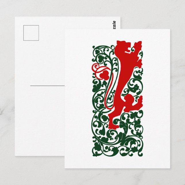 Will Bradley Heraldic Lion Postkarte (Vorne/Hinten)