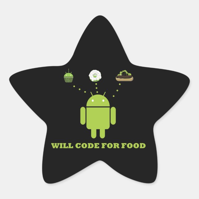 Will Code for Food (Android Software Developer) Stern-Aufkleber (Vorderseite)
