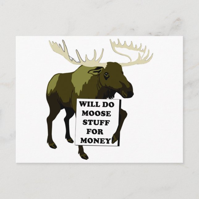 Will Do Moose Stuff For Money Postkarte (Vorderseite)