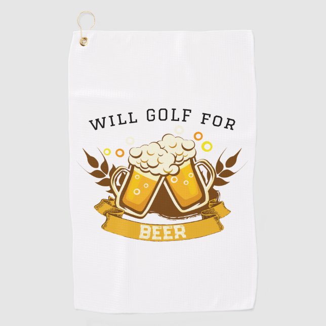 Will GOLF für Bier | anpassbar Golfhandtuch (Vorderseite)