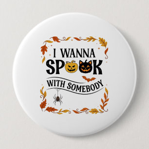 Will jemanden an Halloween-Kürbissen Spinne Fleder Button