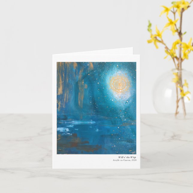 Will o' the Wisp Folded Note Card Karte (Gelbe Blume)