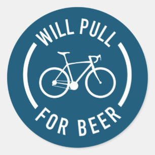 Will Pull für Bier-Rad Runder Aufkleber