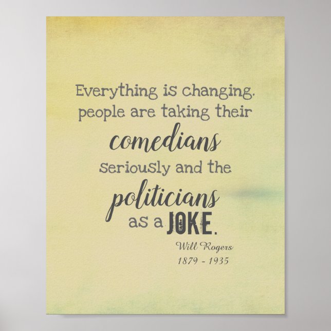 Will Rogers humour cite une affiche politique (Devant)