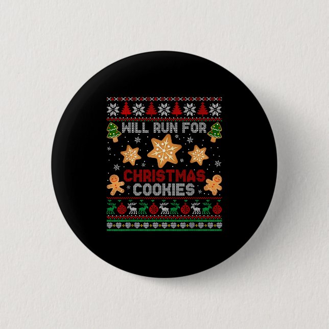 Will Run For Christmas Cookies Gingerbread Lover U Button (Vorderseite)