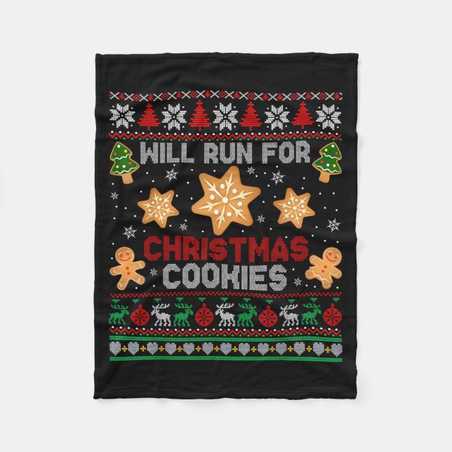 Will Run For Christmas Cookies Gingerbread Lover U Fleecedecke (Vorderseite)