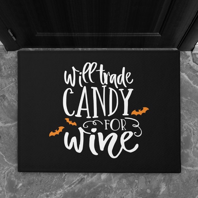 Will Trade Candy for Wine | Niedlicher Halloween-S Fußmatte (Von Creator hochgeladen)
