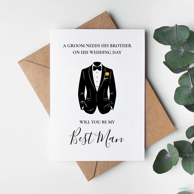 Will You Be My Best Man Groomsman Suit Wedding Karte (Von Creator hochgeladen)