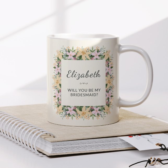 Will You Be My Bridesmaid | Floral Mug Kaffeetasse (Von Creator hochgeladen)