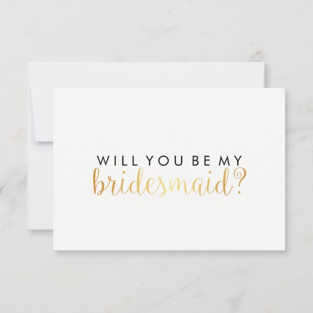 WIll You be My Bridesmaid - Gold Script Fab Einladung (Vorderseite)