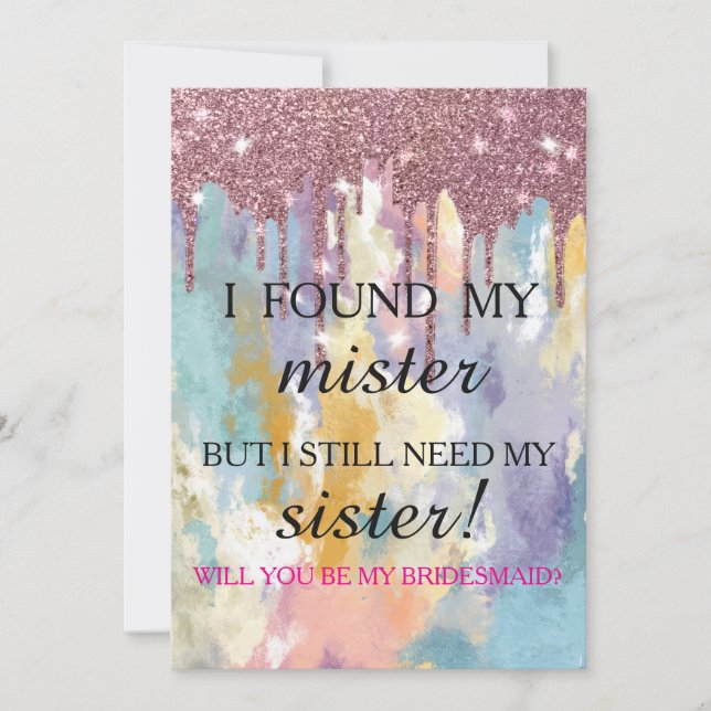 Will you be my bridesmaid? Rose Gold Dripping Invi Einladung (Vorderseite)