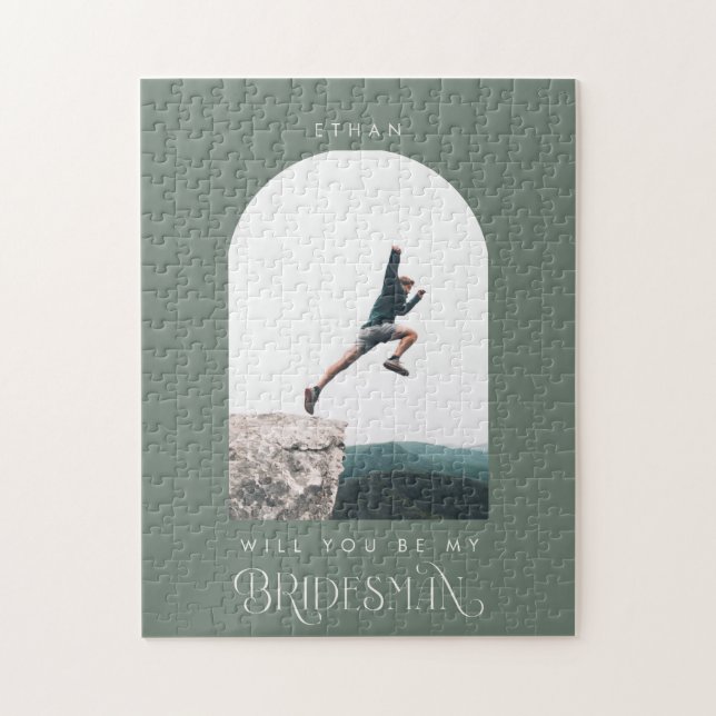 Will you be my Bridesman Minimal Photo Sage Green (Vertikal)