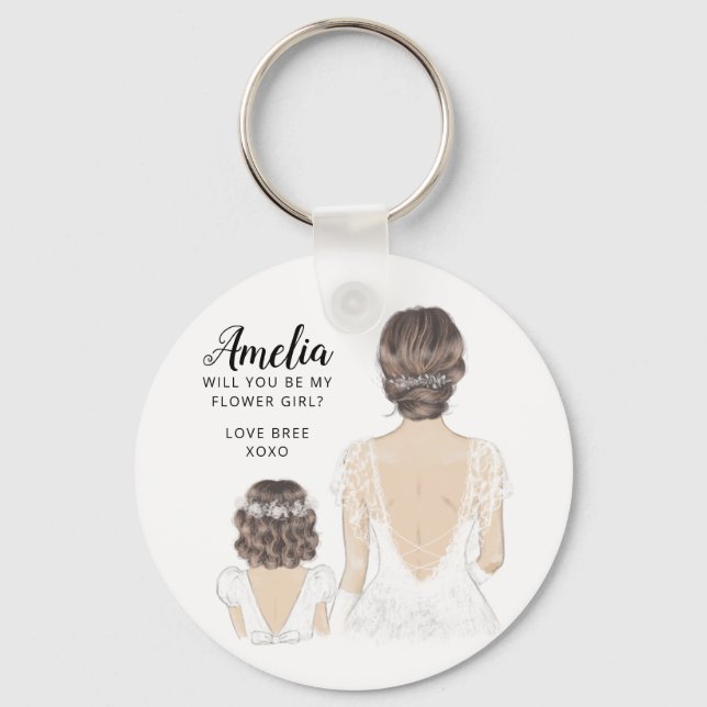 Will you be my flower girl keyring schlüsselanhänger (Vorderseite)
