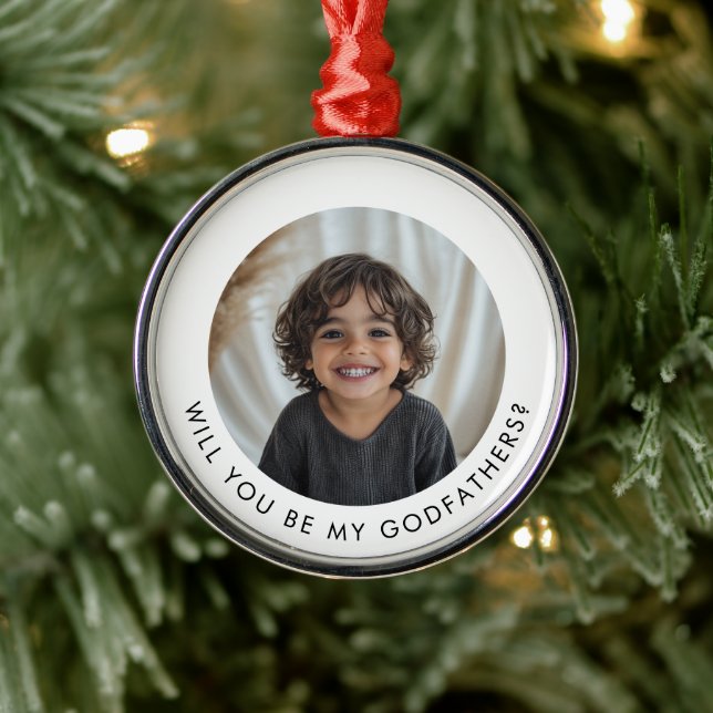 Will You Be My Godfathers Photo Proposal Ornament Aus Metall (Baum)