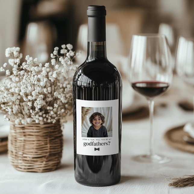 Will You Be My Godfathers Photo Proposal Weinetikett (Von Creator hochgeladen)