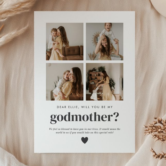 Will You Be My Godmother 4 Photo Proposal Card Einladung (Zazzle Will You Be My Godmother 4 Photo Proposal Card)