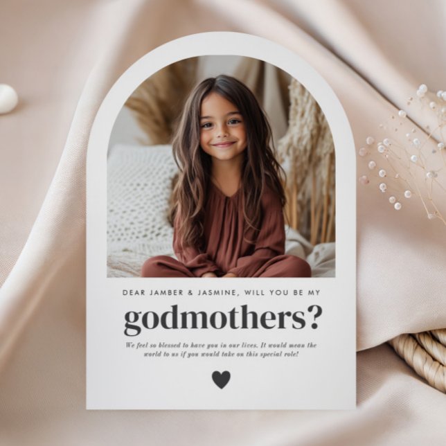Will You Be My Godmothers Arch Photo Proposal Einladung (Zazzle Will You Be My Godmothers Arch Photo Proposal Invitation)