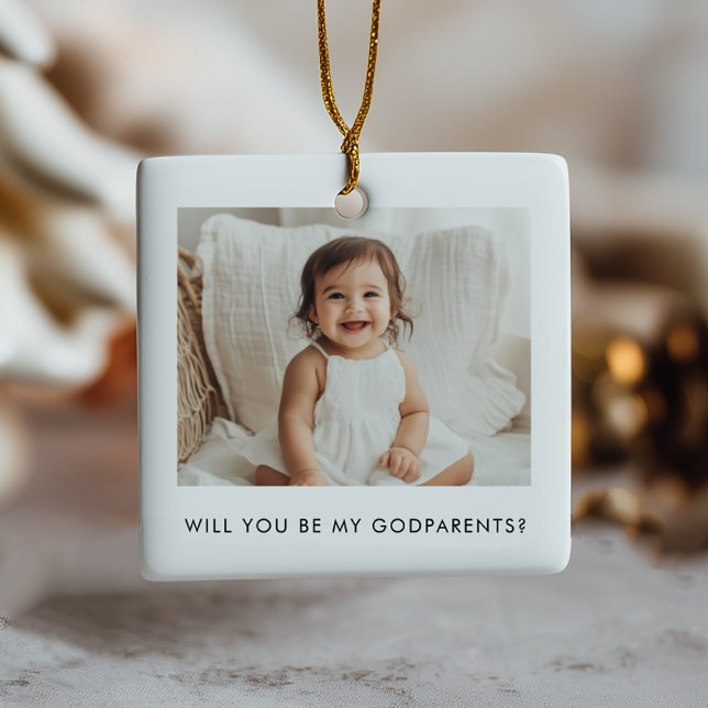 Will You Be My Godparents Photo Proposal Keramikornament (Von Creator hochgeladen)