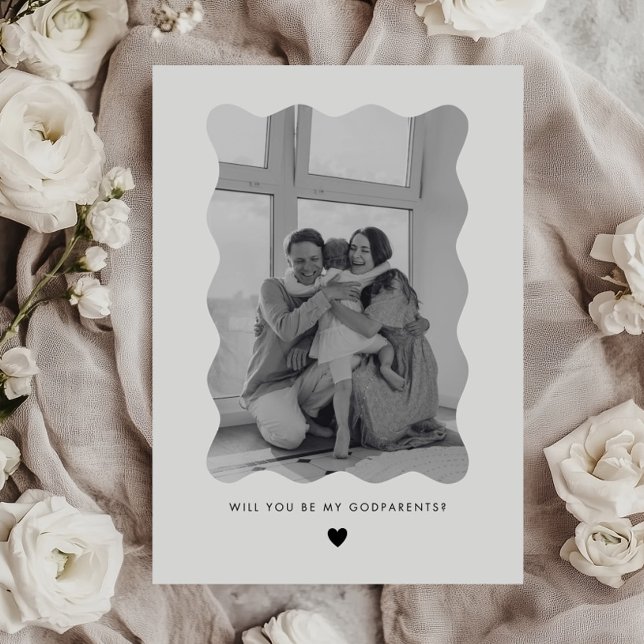 Will You Be My Godparents Wavy Photo Proposal Card Einladung (Zazzle Will You Be My Godparents Wavy Photo Proposal Card)