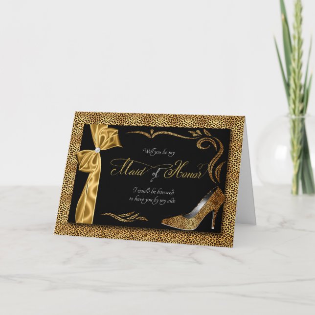 Will You Be My Maid of Honor Cheetah Bridal Einladung (Vorderseite)