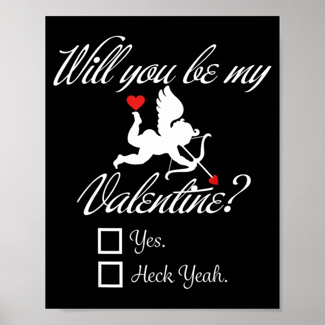 Will You Be My Valentine Funny Heart Cud V-day  Poster (Vorne)