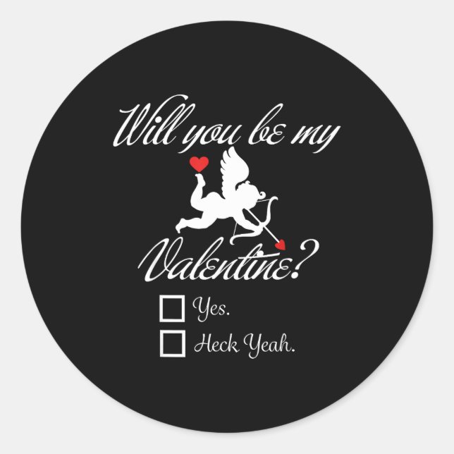 Will You Be My Valentine Funny Heart Cud V-day  Runder Aufkleber (Vorderseite)