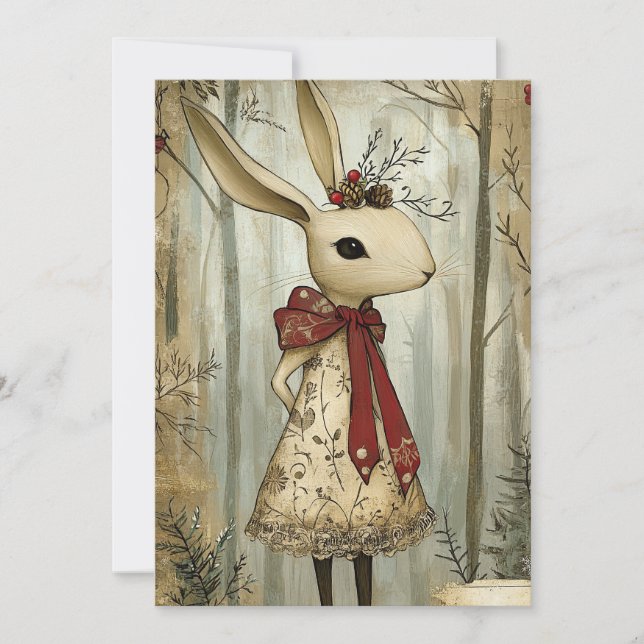 Willa the Rabbit | Woodland Whimsy  Feiertagskarte (Vorderseite)