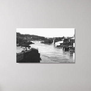 Willamette Fälle und Papiermühle-Oregon-Stadt Leinwanddruck