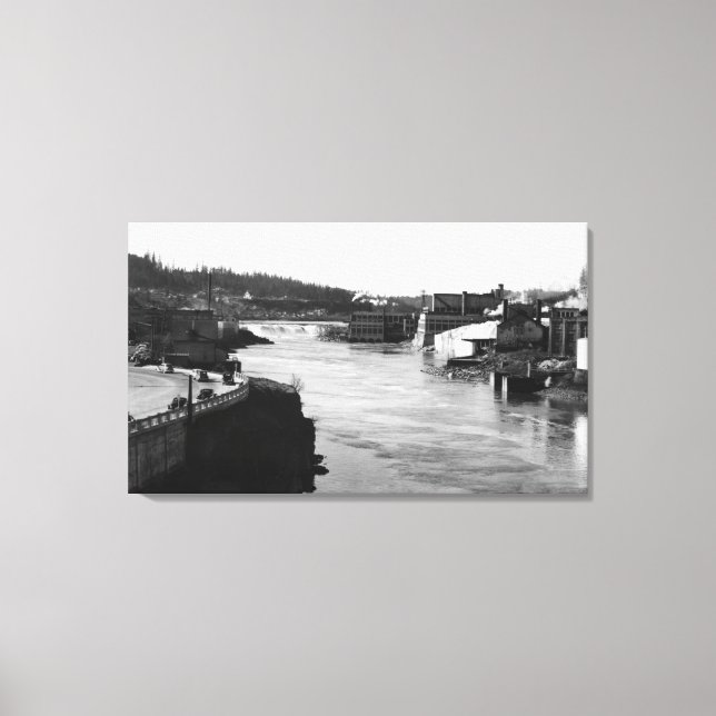 Willamette Falls und Paper Mills Oregon City Leinwanddruck (Vorderseite)
