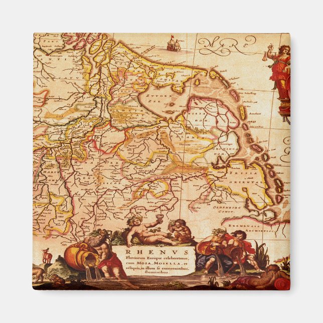 Willem Janszoon Blaeu Antique Deutsches Kartenmagn Magnet (Vorne)