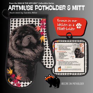 WILLEM schwarze Chow Ofenhandschuhe und Topflappen Ofenhandschuh & Topflappen-Set