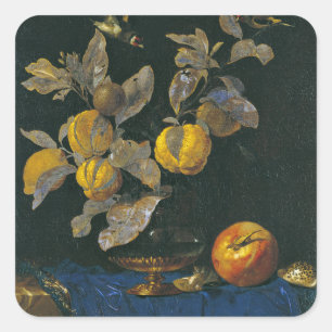 Willem Van Aelst - Stillleben mit Früchten Quadratischer Aufkleber