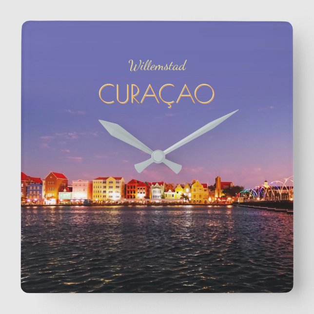 Willemstad Skyline bei Nacht (anpassbar) Uhr (Vorderseite)