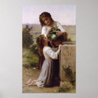 William-Adolphe Bouguereau-At-Fountain Poster