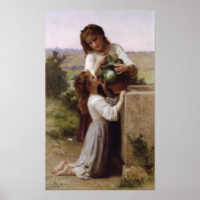 William-Adolphe Bouguereau-At-Fountain Poster (Vorne)